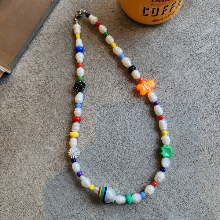 Newerly - Korean Women Fashion - #shopsmall - Cookie Man Rainbow Freshwater Pearl Necklace - 3