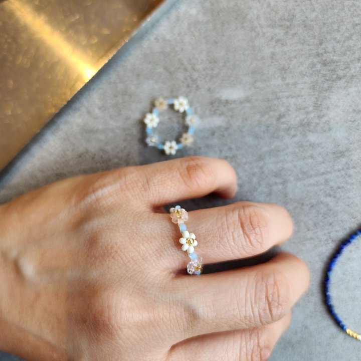 Newerly - Korean Women Fashion - #thatsdarling - Pastel Beads Flower Ring - 3
