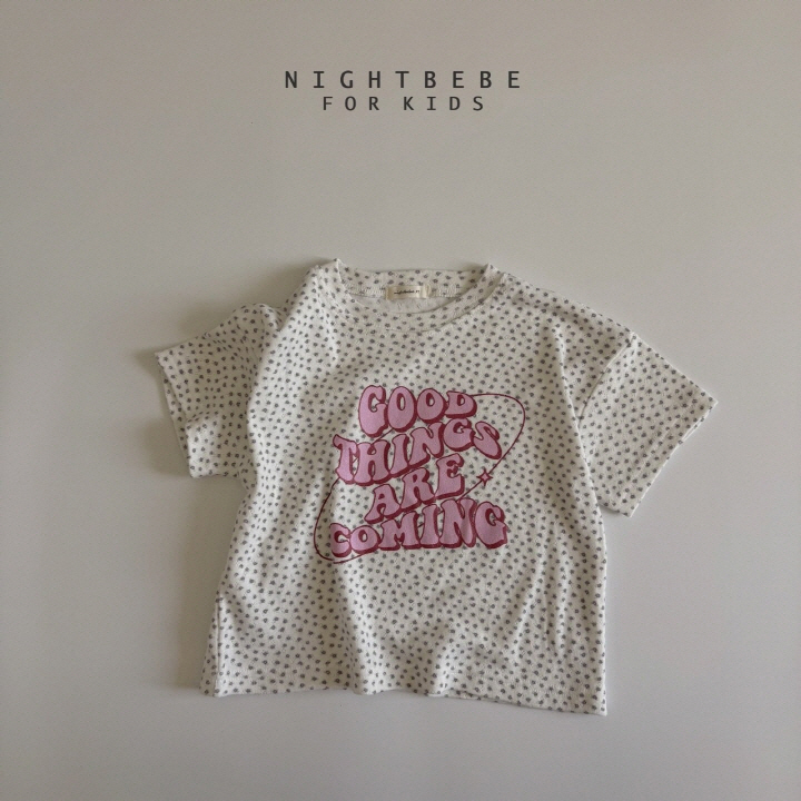 Night Bebe - Korean Baby Fashion - #babyoninstagram - Flower Coming Short Sleeve Tee