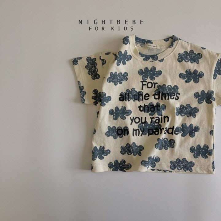 Night Bebe - Korean Baby Fashion - #babyootd - Lettering Cloud Short Sleeve Tee