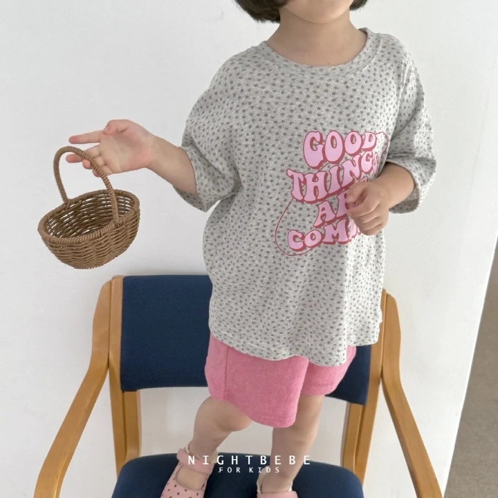 Night Bebe - Korean Baby Fashion - #babyoutfit - Flower Coming Short Sleeve Tee - 3