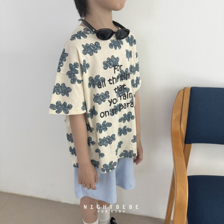 Night Bebe - Korean Baby Fashion - #babyoutfit - Lettering Cloud Short Sleeve Tee - 3