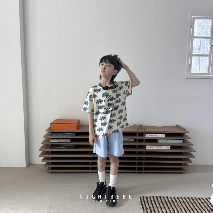 Night Bebe - Korean Baby Fashion - #babyoutfit - Lettering Cloud Short Sleeve Tee - 4