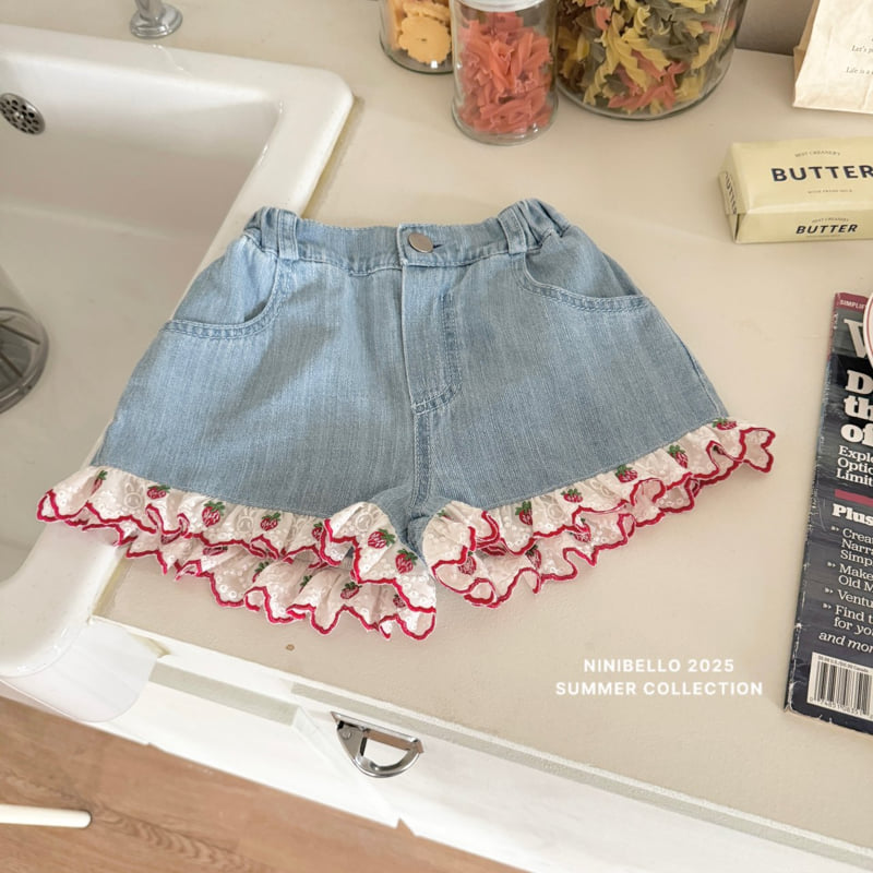 Ninibello - Korean Children Fashion - #discoveringself - Berry Lace Denim Shorts