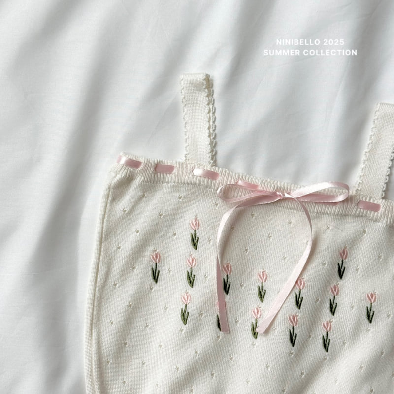 Ninibello - Korean Children Fashion - #kidsshorts - Fleur Ribbon Sleeveless Knit - 6