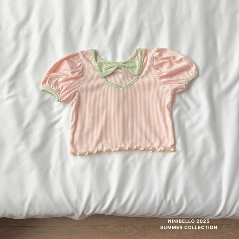 Ninibello - Korean Children Fashion - #kidsshorts - Macaron Ribbon Tee - 8
