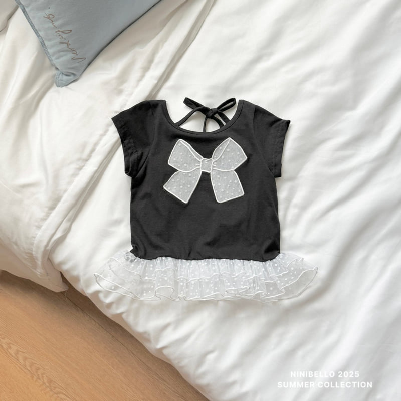 Ninibello - Korean Children Fashion - #kidsshorts - Shasha Dot Ribbon Tee - 7