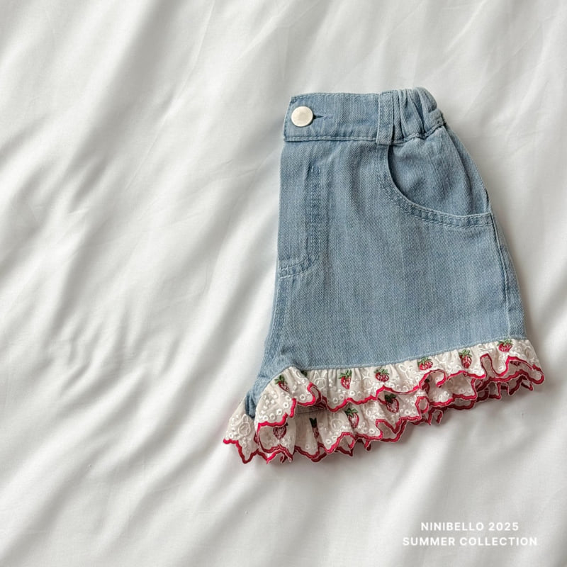 Ninibello - Korean Children Fashion - #kidzfashiontrend - Berry Lace Denim Shorts - 5