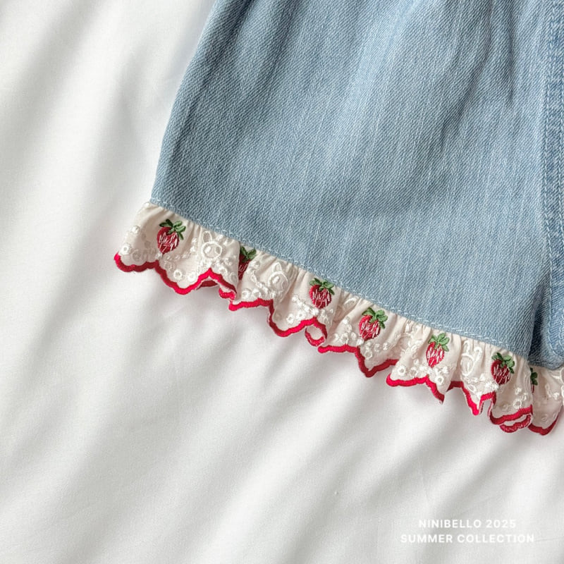 Ninibello - Korean Children Fashion - #littlefashionista - Berry Lace Denim Shorts - 7