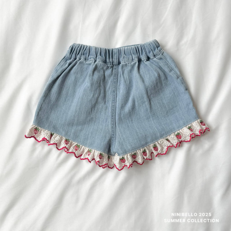 Ninibello - Korean Children Fashion - #magicofchildhood - Berry Lace Denim Shorts - 8