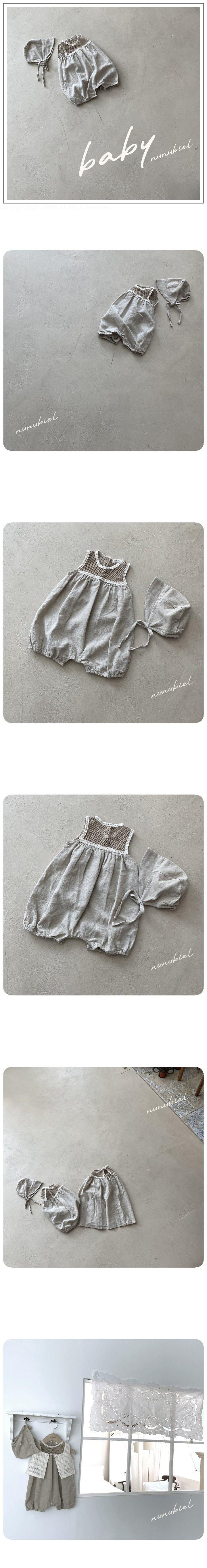 Nunubiel - Korean Baby Fashion - #babyoutfit - Natural Romper Bonnet