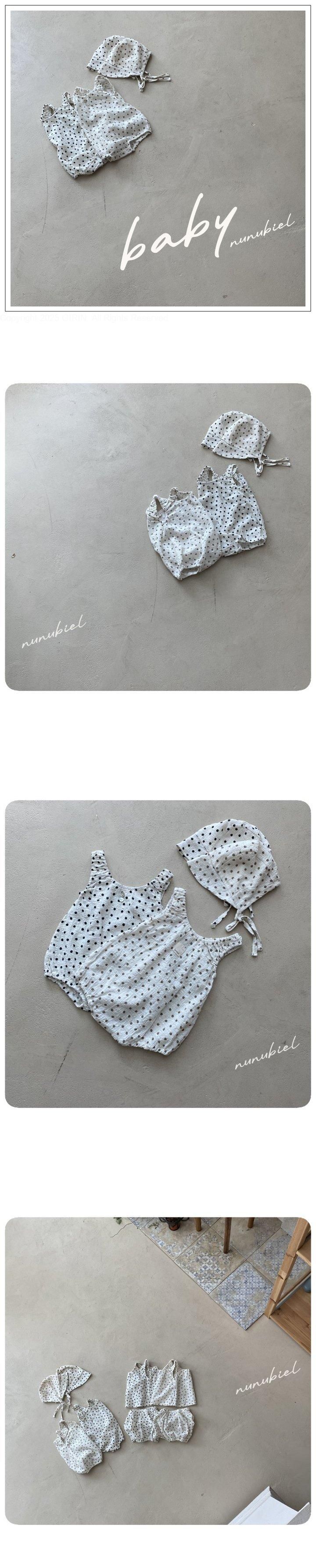 Nunubiel - Korean Baby Fashion - #babywear - Polka Dot Romper Bonnet
