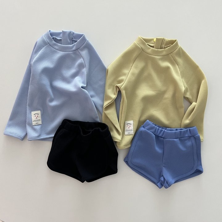 Oatmeal - Korean Children Fashion - #kidzfashiontrend - Waffle Rash Guard