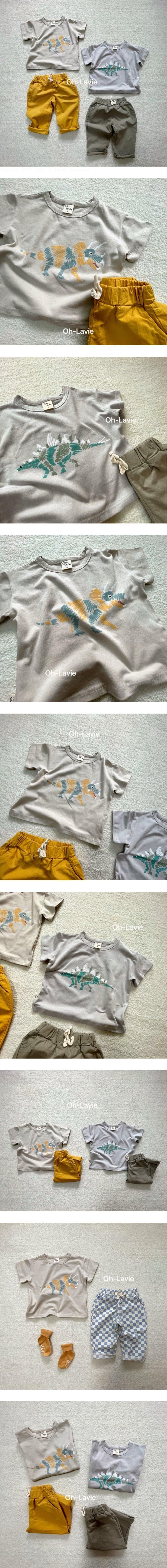 Oh lavie - Korean Children Fashion - #childrensboutique - Sketch Dinosaur Short Sleeve Tee
