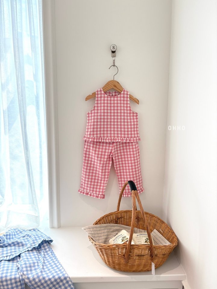 Ohho - Korean Children Fashion - #childofig - Gingham Frill Sleeveless - 8