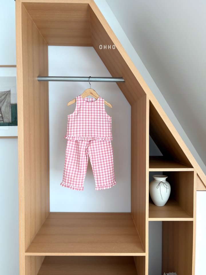Ohho - Korean Children Fashion - #childrensboutique - Gingham Frill Sleeveless - 10