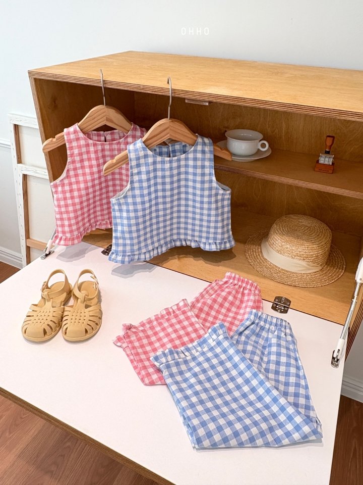 Ohho - Korean Children Fashion - #kidsstore - Gingham Frill Sleeveless
