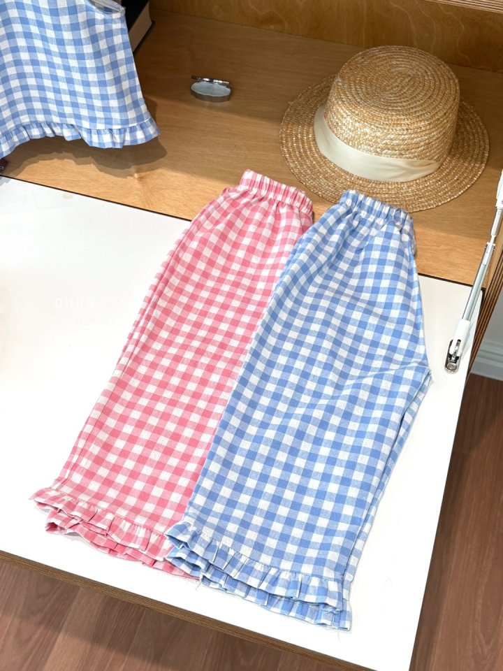 Ohho - Korean Children Fashion - #prettylittlegirls - Gingham Frill Pants - 6