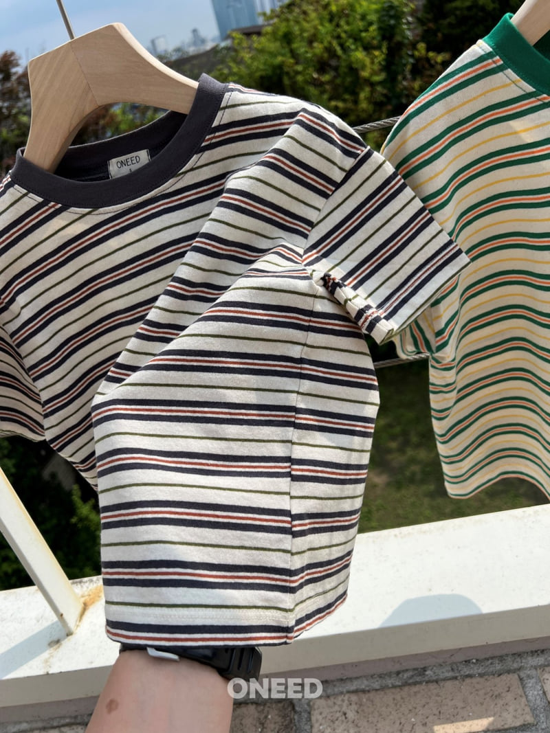 Oneed - Korean Children Fashion - #designkidswear - Striped Short Sleeve Tee