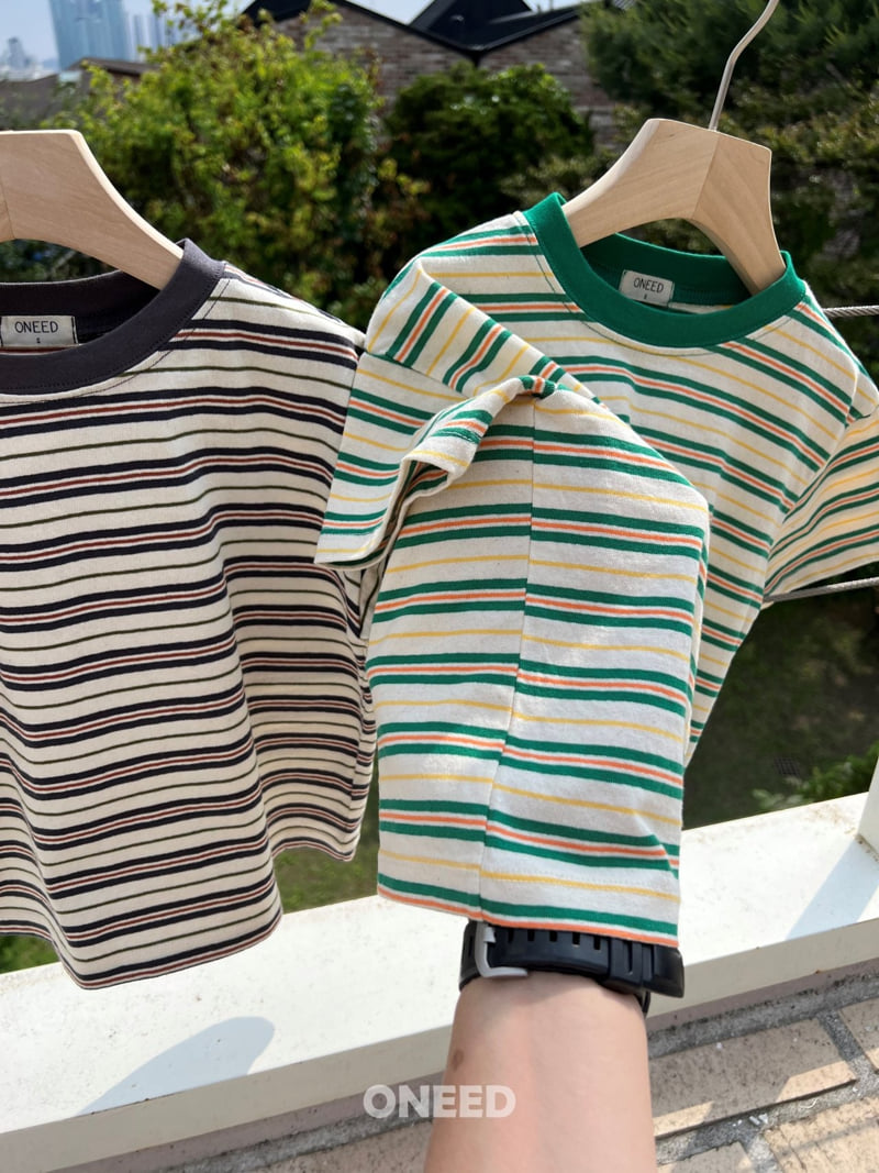 Oneed - Korean Children Fashion - #discoveringself - Striped Short Sleeve Tee - 2