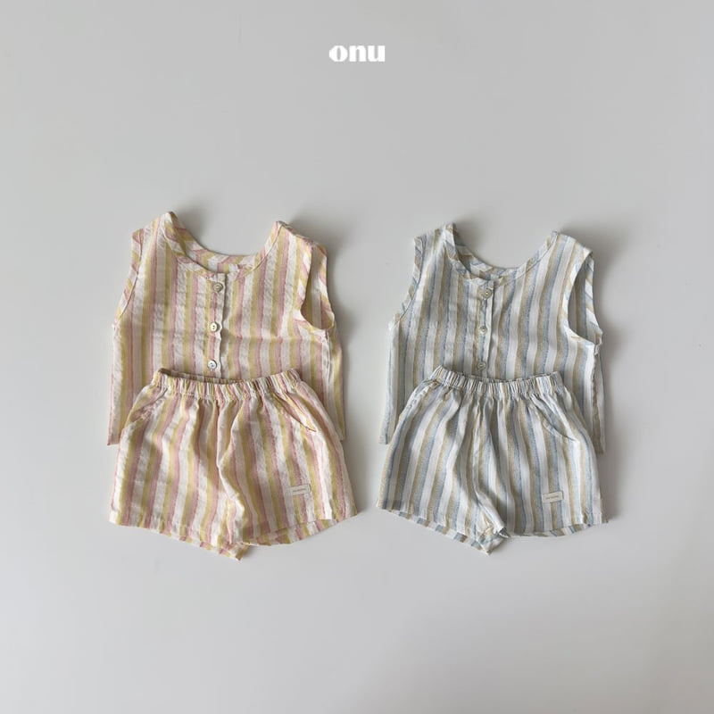 Onu - Korean Children Fashion - #toddlerclothing - Summer Stripe Set-up