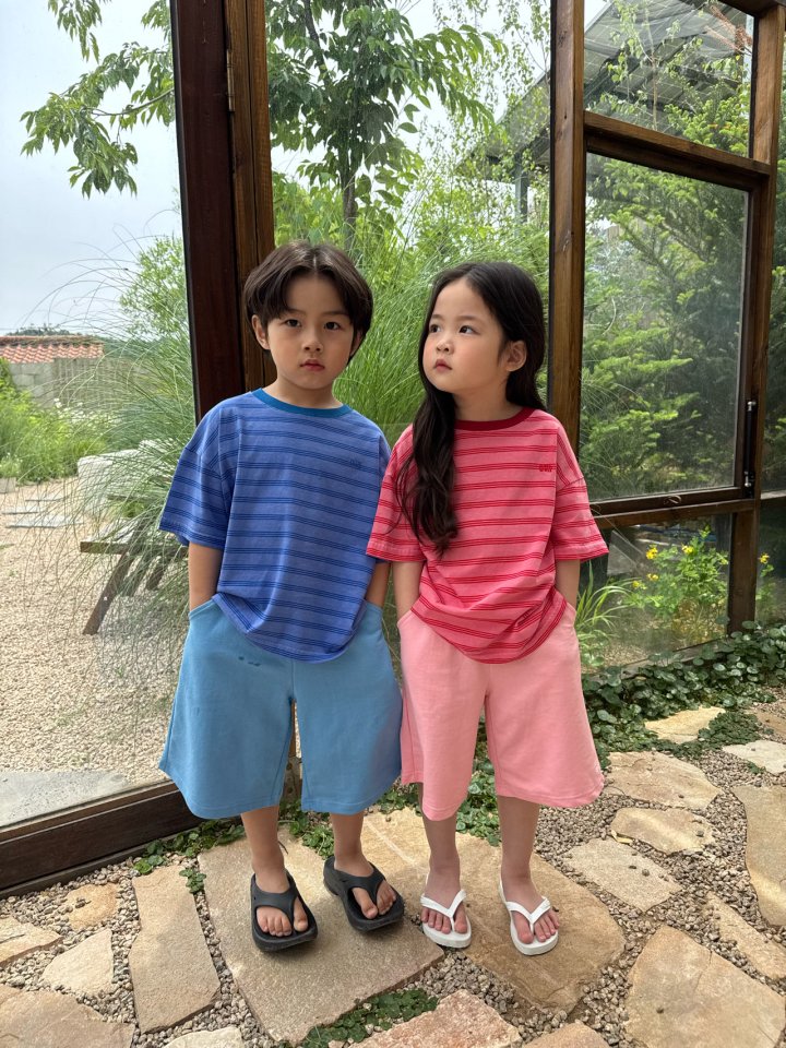 Our - Korean Children Fashion - #kidsshorts - Wave Dyed Stripe Tee - 3