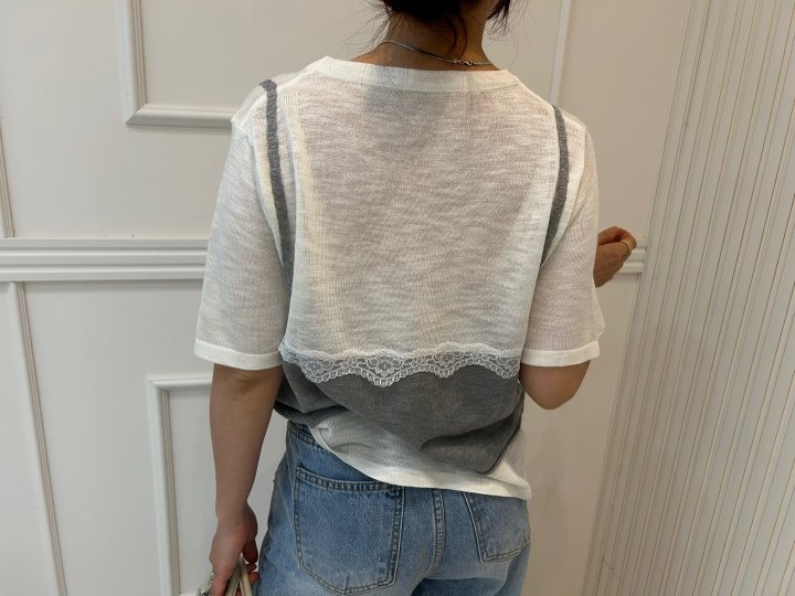 Pearls room - Korean Women Fashion - #momslook - Miu Fake Short Sleeve Knit - 7