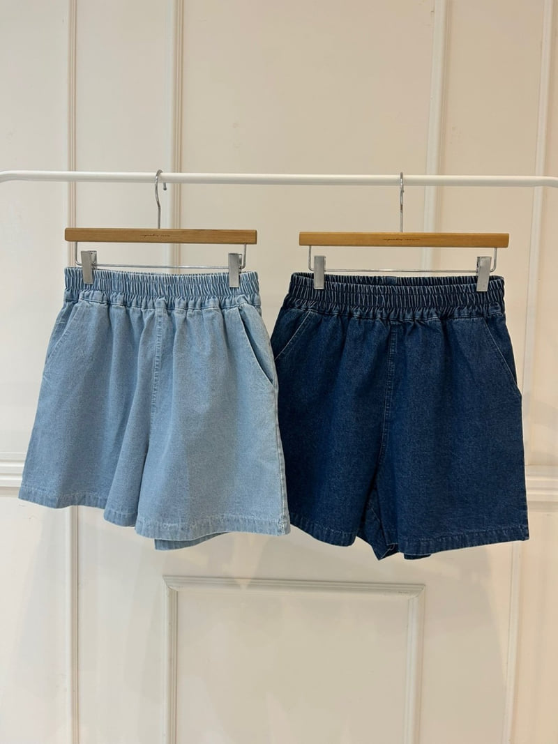 Pearls room - Korean Women Fashion - #momslook - Modern Denim Shorts