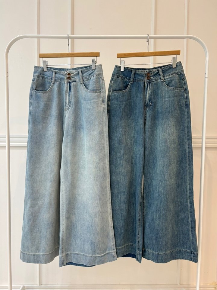 Pearls room - Korean Women Fashion - #momslook - Two-Button Denim Sleeveless - 10