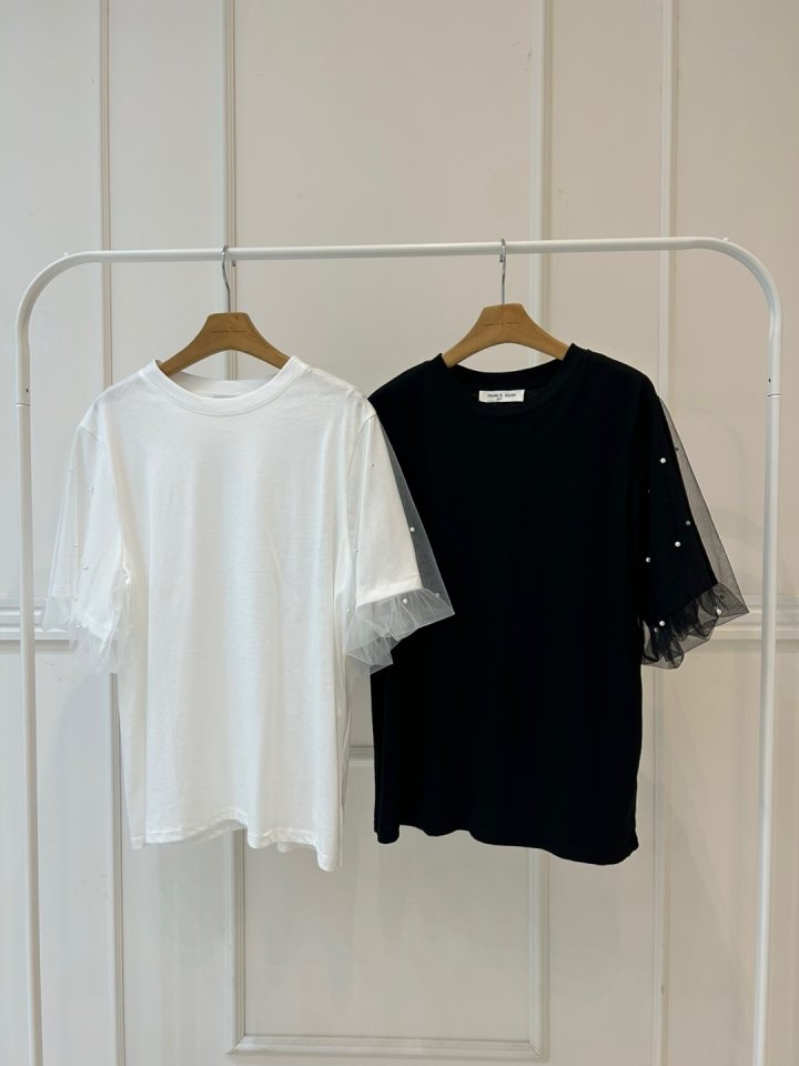 Pearls room - Korean Women Fashion - #momslook - Pearl Puff Tee - 11