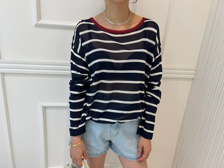 Pearls room - Korean Women Fashion - #momslook - Beach Stripe Knit