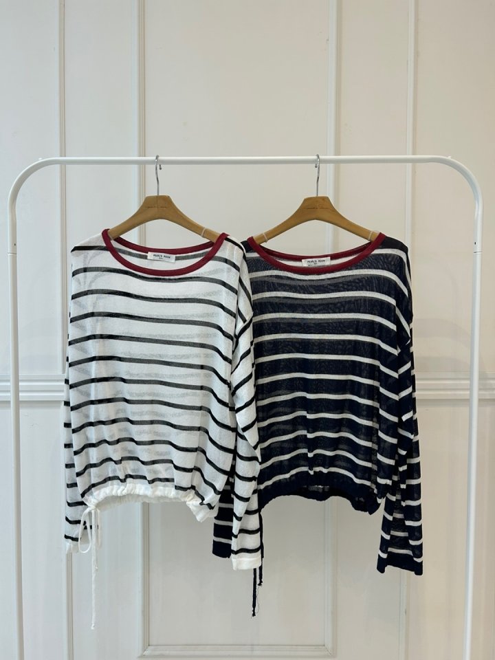 Pearls room - Korean Women Fashion - #momslook - Beach Stripe Knit - 11