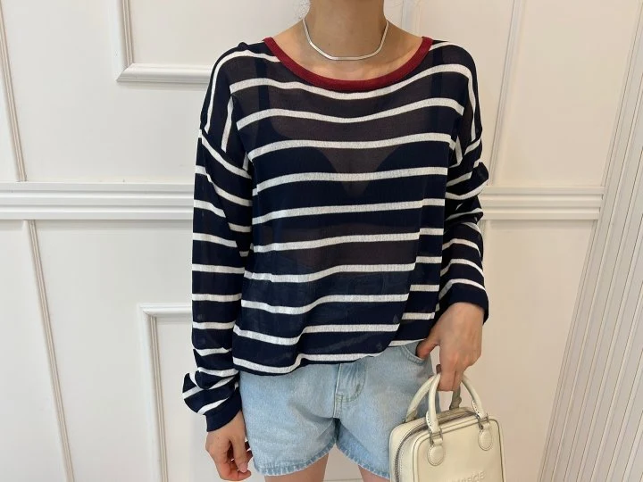 Pearls room - Korean Women Fashion - #momslook - Beach Stripe Knit - 3