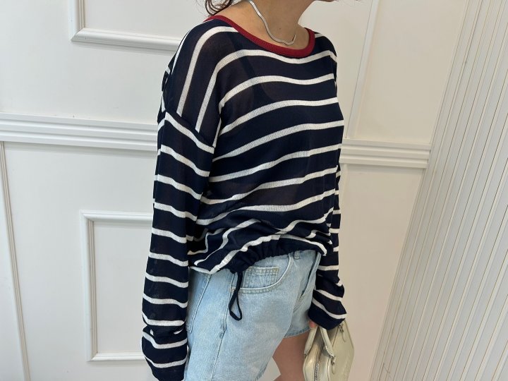 Pearls room - Korean Women Fashion - #momslook - Beach Stripe Knit - 5