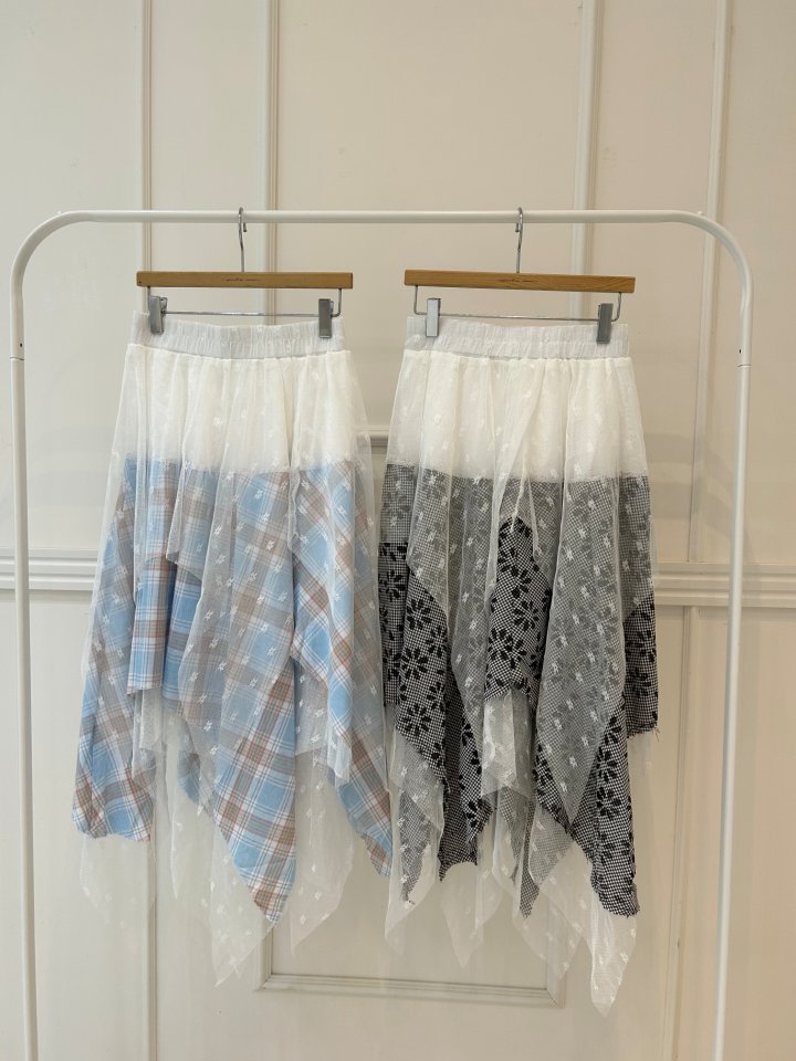 Pearls room - Korean Women Fashion - #momslook - Mesh Asymmetry Skirt - 11