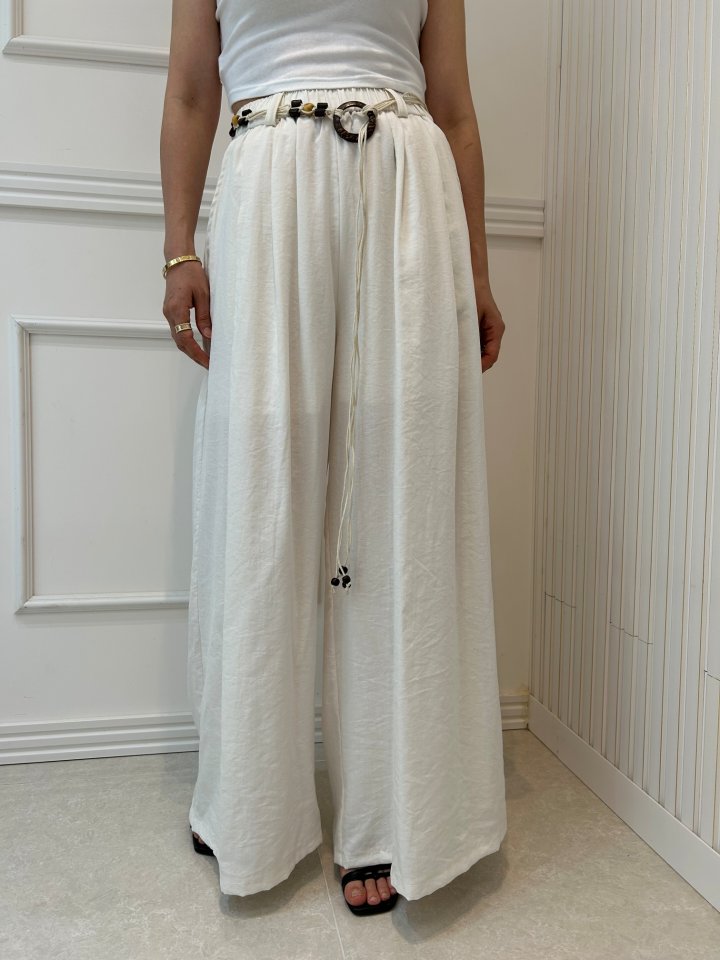 Pearls room - Korean Women Fashion - #momslook - Palm Belt Wide Pants
