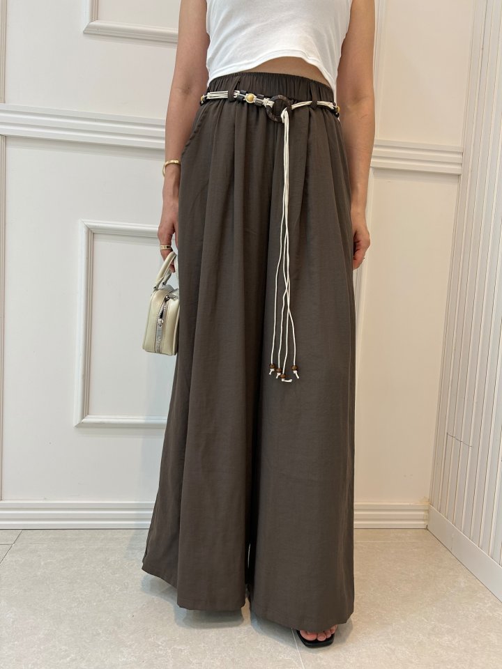 Pearls room - Korean Women Fashion - #momslook - Palm Belt Wide Pants - 7
