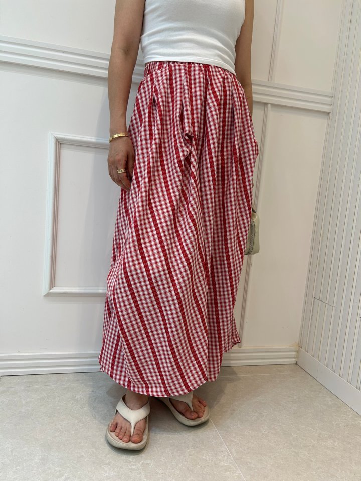 Pearls room - Korean Women Fashion - #momslook - Check Lace Skirt - 6
