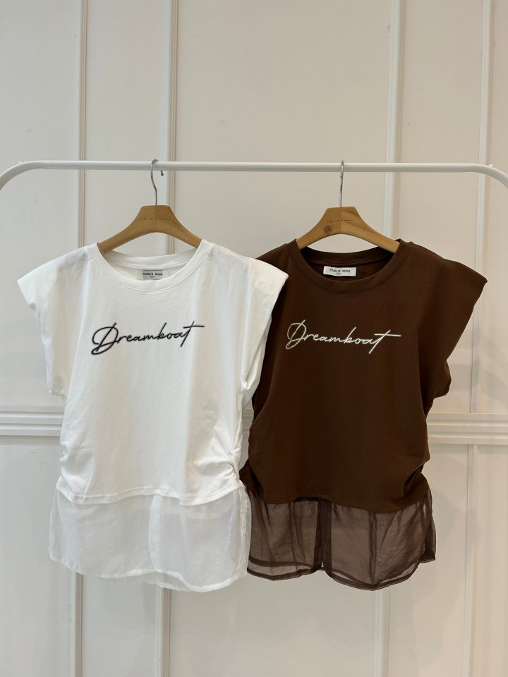 Pearls room - Korean Women Fashion - #momslook - Sheer Lettering Tee - 11