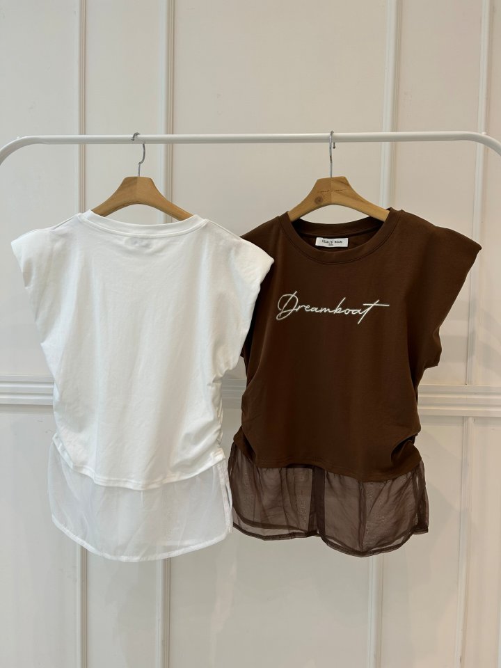 Pearls room - Korean Women Fashion - #momslook - Sheer Lettering Tee - 12