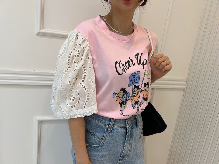 Pearls room - Korean Women Fashion - #pursuepretty - Cheer Up Tee - 3