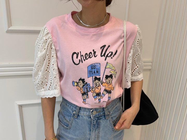 Pearls room - Korean Women Fashion - #pursuepretty - Cheer Up Tee - 4