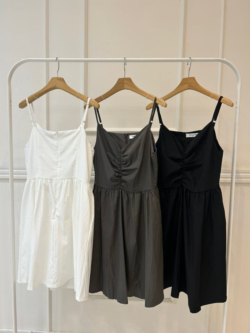 Pearls room - Korean Women Fashion - #shopsmall - Shirring Sleeveless One-piece