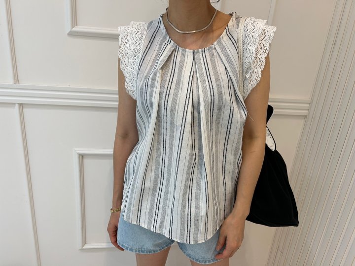 Pearls room - Korean Women Fashion - #shopsmall - Stripe Pintuck Blouse - 7