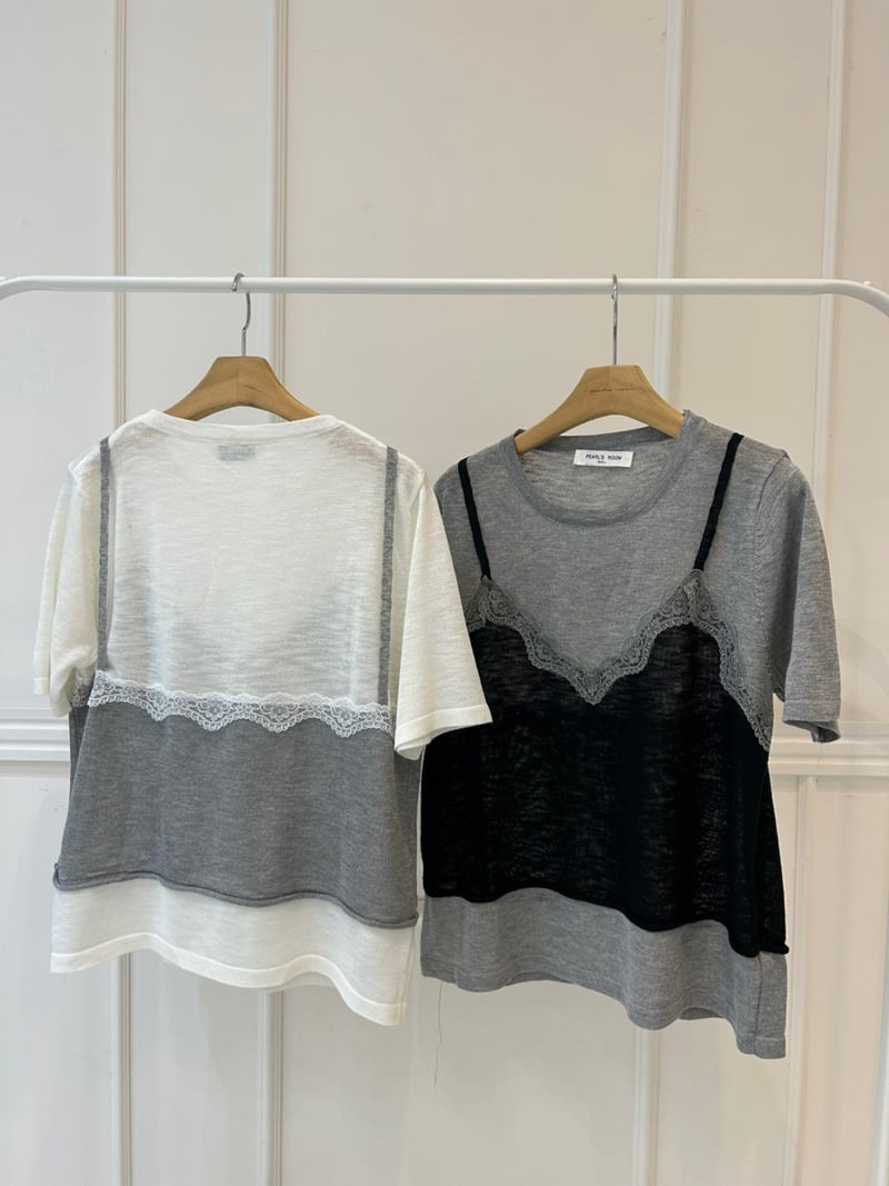 Pearls room - Korean Women Fashion - #thatsdarling - Miu Fake Short Sleeve Knit