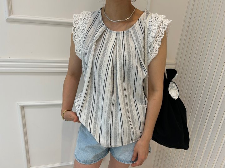 Pearls room - Korean Women Fashion - #thatsdarling - Stripe Pintuck Blouse - 8