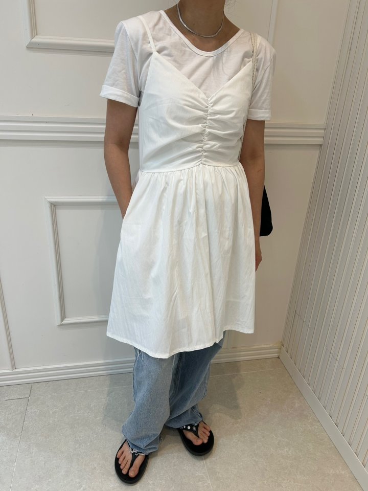 Pearls room - Korean Women Fashion - #thelittlethings - Shirring Sleeveless One-piece - 3