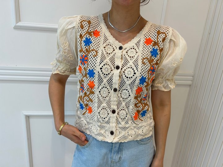 Pearls room - Korean Women Fashion - #thelittlethings - Pretty Crochet Y Top