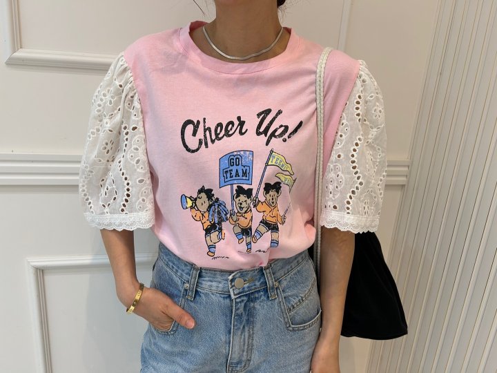 Pearls room - Korean Women Fashion - #vintageinspired - Cheer Up Tee