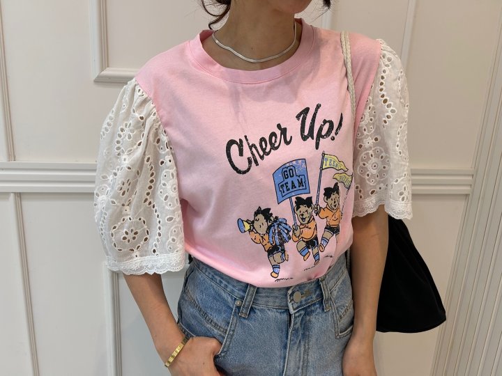 Pearls room - Korean Women Fashion - #vintagekidsstyle - Cheer Up Tee - 2